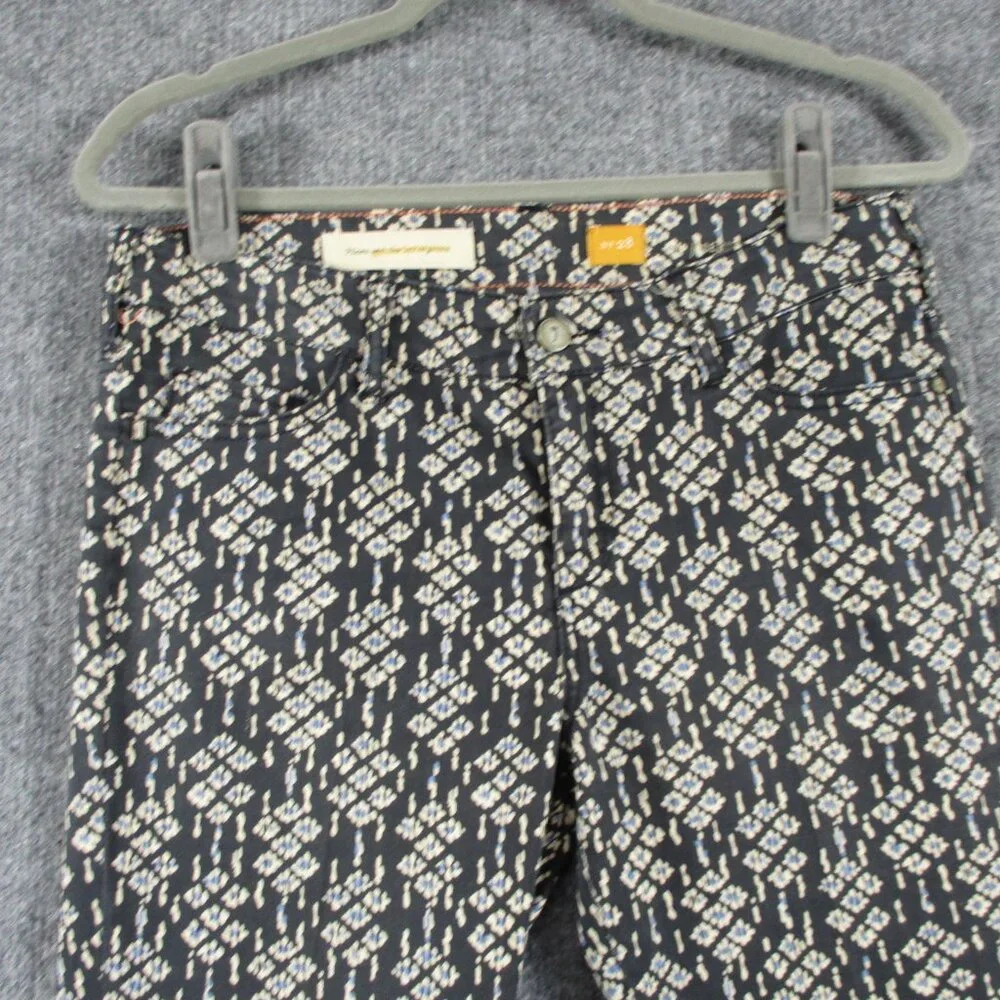 Pilcro Pants Women 28 Black Geometric Ankle Zip Serif Stretch Anthro Fit 30x28 - Picture 3 of 16